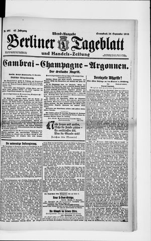 Berliner Tageblatt und Handels-Zeitung vom 28.09.1918