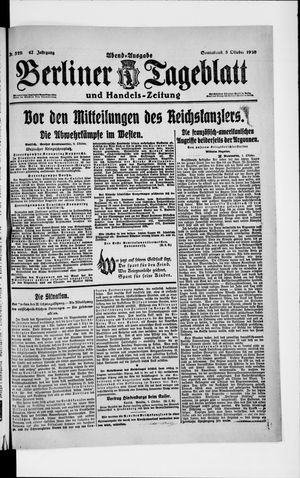 Berliner Tageblatt und Handels-Zeitung on Oct 5, 1918