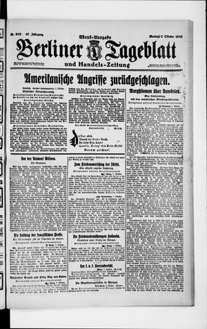 Berliner Tageblatt und Handels-Zeitung on Oct 7, 1918