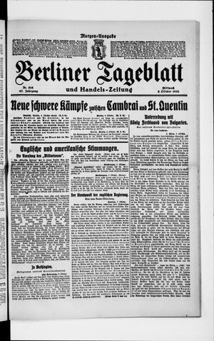 Berliner Tageblatt und Handels-Zeitung vom 09.10.1918