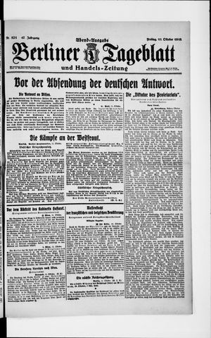 Berliner Tageblatt und Handels-Zeitung vom 11.10.1918