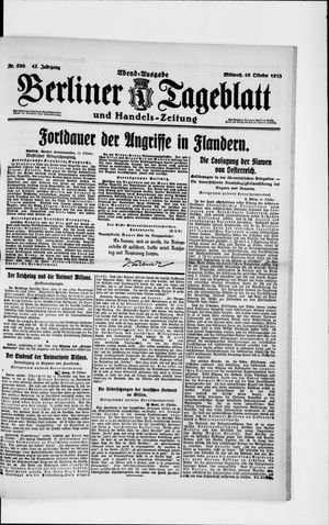 Berliner Tageblatt und Handels-Zeitung vom 16.10.1918