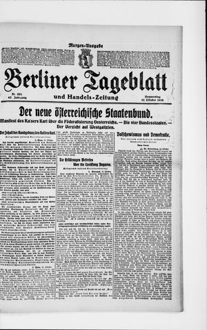 Berliner Tageblatt und Handels-Zeitung vom 17.10.1918