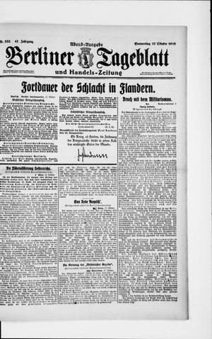 Berliner Tageblatt und Handels-Zeitung on Oct 17, 1918