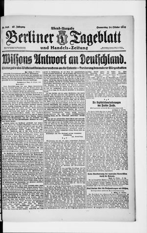 Berliner Tageblatt und Handels-Zeitung vom 24.10.1918