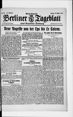 Berliner Tageblatt und Handels-Zeitung vom 25.10.1918