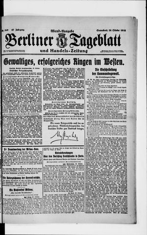 Berliner Tageblatt und Handels-Zeitung vom 26.10.1918