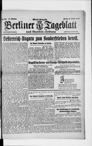Berliner Tageblatt und Handels-Zeitung vom 28.10.1918