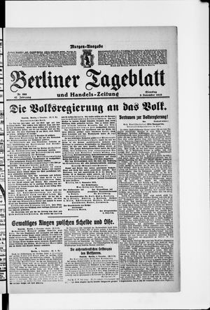 Berliner Tageblatt und Handels-Zeitung on Nov 4, 1918