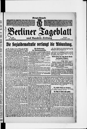 Berliner Tageblatt und Handels-Zeitung on Nov 8, 1918