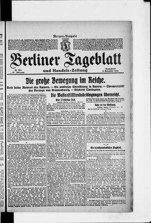 Berliner Tageblatt und Handels-Zeitung on Nov 9, 1918