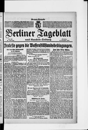 Berliner Tageblatt und Handels-Zeitung on Nov 12, 1918