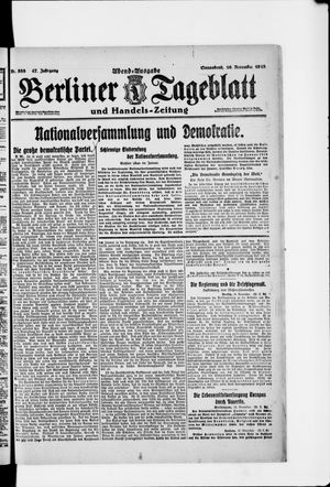 Berliner Tageblatt und Handels-Zeitung vom 16.11.1918