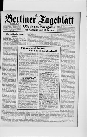 Berliner Tageblatt und Handels-Zeitung on Nov 21, 1918