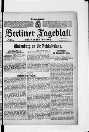 Berliner Tageblatt und Handels-Zeitung vom 23.11.1918