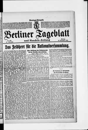 Berliner Tageblatt und Handels-Zeitung vom 25.11.1918