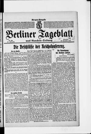 Berliner Tageblatt und Handels-Zeitung on Nov 26, 1918