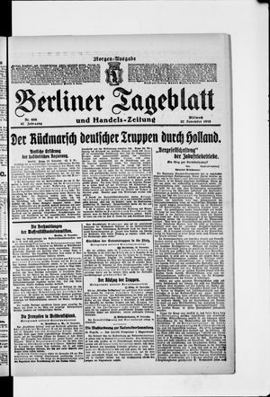Berliner Tageblatt und Handels-Zeitung on Nov 27, 1918