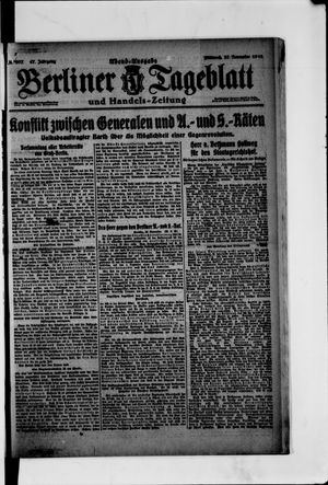 Berliner Tageblatt und Handels-Zeitung on Nov 27, 1918