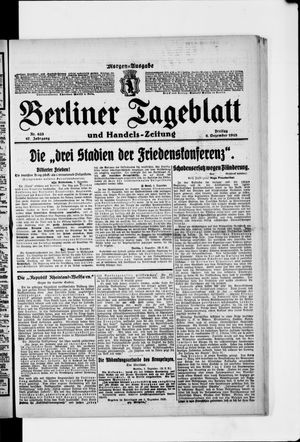 Berliner Tageblatt und Handels-Zeitung on Dec 6, 1918