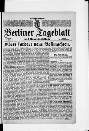 Berliner Tageblatt und Handels-Zeitung on Dec 16, 1918