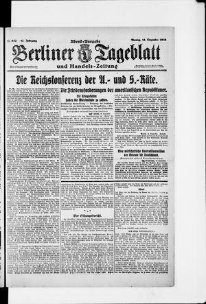 Berliner Tageblatt und Handels-Zeitung on Dec 16, 1918