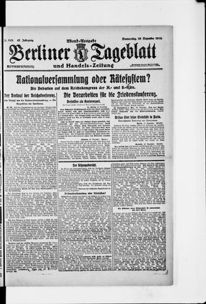 Berliner Tageblatt und Handels-Zeitung vom 19.12.1918