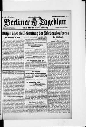 Berliner Tageblatt und Handels-Zeitung vom 21.12.1918
