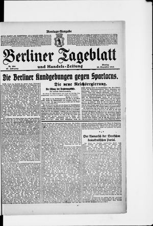 Berliner Tageblatt und Handels-Zeitung vom 30.12.1918