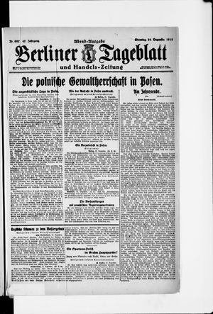 Berliner Tageblatt und Handels-Zeitung on Dec 31, 1918