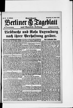 Berliner Tageblatt und Handels-Zeitung vom 16.01.1919
