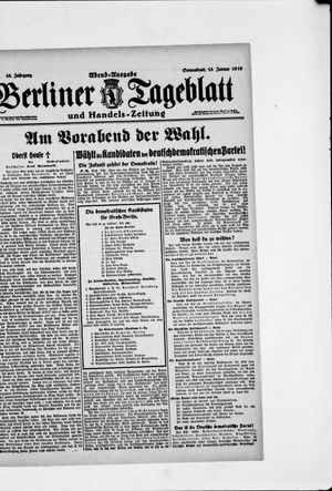 Berliner Tageblatt und Handels-Zeitung vom 18.01.1919