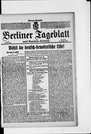 Berliner Tageblatt und Handels-Zeitung vom 19.01.1919