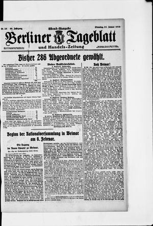 Berliner Tageblatt und Handels-Zeitung on Jan 21, 1919