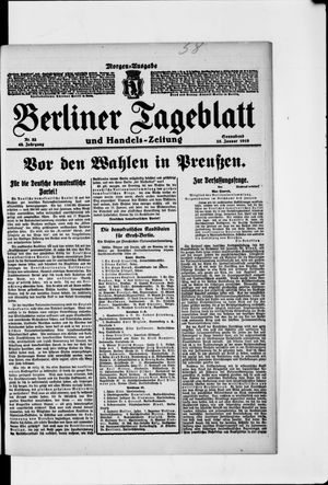 Berliner Tageblatt und Handels-Zeitung vom 25.01.1919