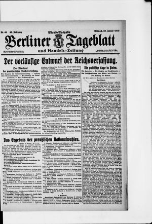Berliner Tageblatt und Handels-Zeitung vom 29.01.1919