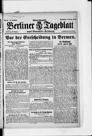 Berliner Tageblatt und Handels-Zeitung on Feb 1, 1919
