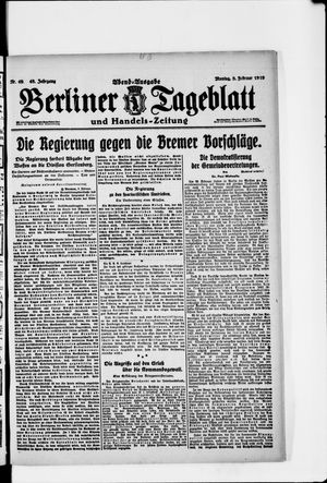 Berliner Tageblatt und Handels-Zeitung vom 03.02.1919