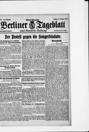 Berliner Tageblatt und Handels-Zeitung on Feb 14, 1919