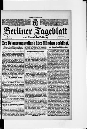 Berliner Tageblatt und Handels-Zeitung on Feb 22, 1919