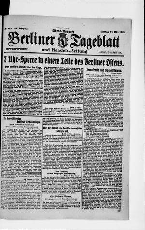Berliner Tageblatt und Handels-Zeitung vom 11.03.1919