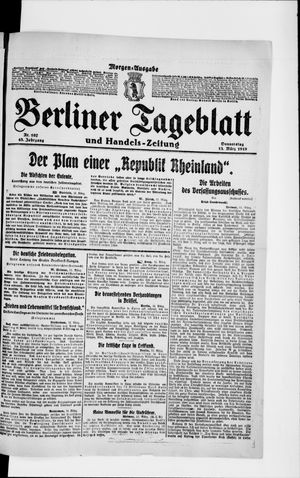 Berliner Tageblatt und Handels-Zeitung vom 13.03.1919