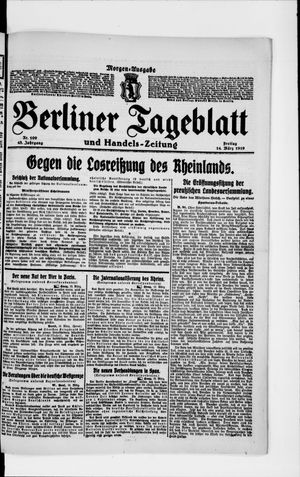 Berliner Tageblatt und Handels-Zeitung on Mar 14, 1919