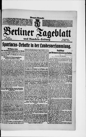 Berliner Tageblatt und Handels-Zeitung vom 15.03.1919