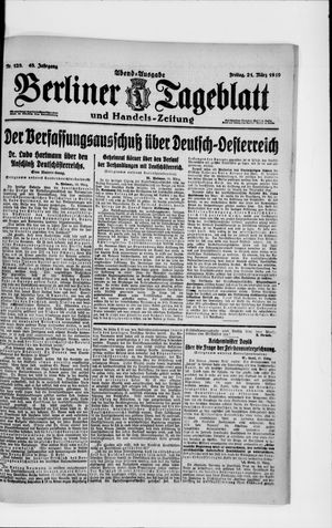 Berliner Tageblatt und Handels-Zeitung vom 21.03.1919