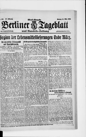 Berliner Tageblatt und Handels-Zeitung on Mar 24, 1919