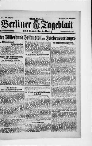 Berliner Tageblatt und Handels-Zeitung vom 27.03.1919