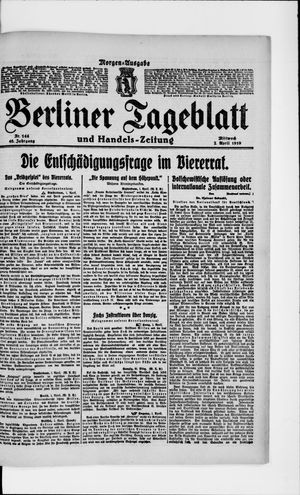 Berliner Tageblatt und Handels-Zeitung vom 02.04.1919
