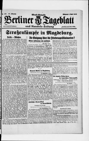 Berliner Tageblatt und Handels-Zeitung vom 09.04.1919