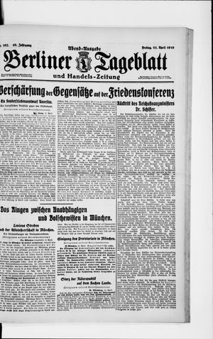 Berliner Tageblatt und Handels-Zeitung vom 11.04.1919